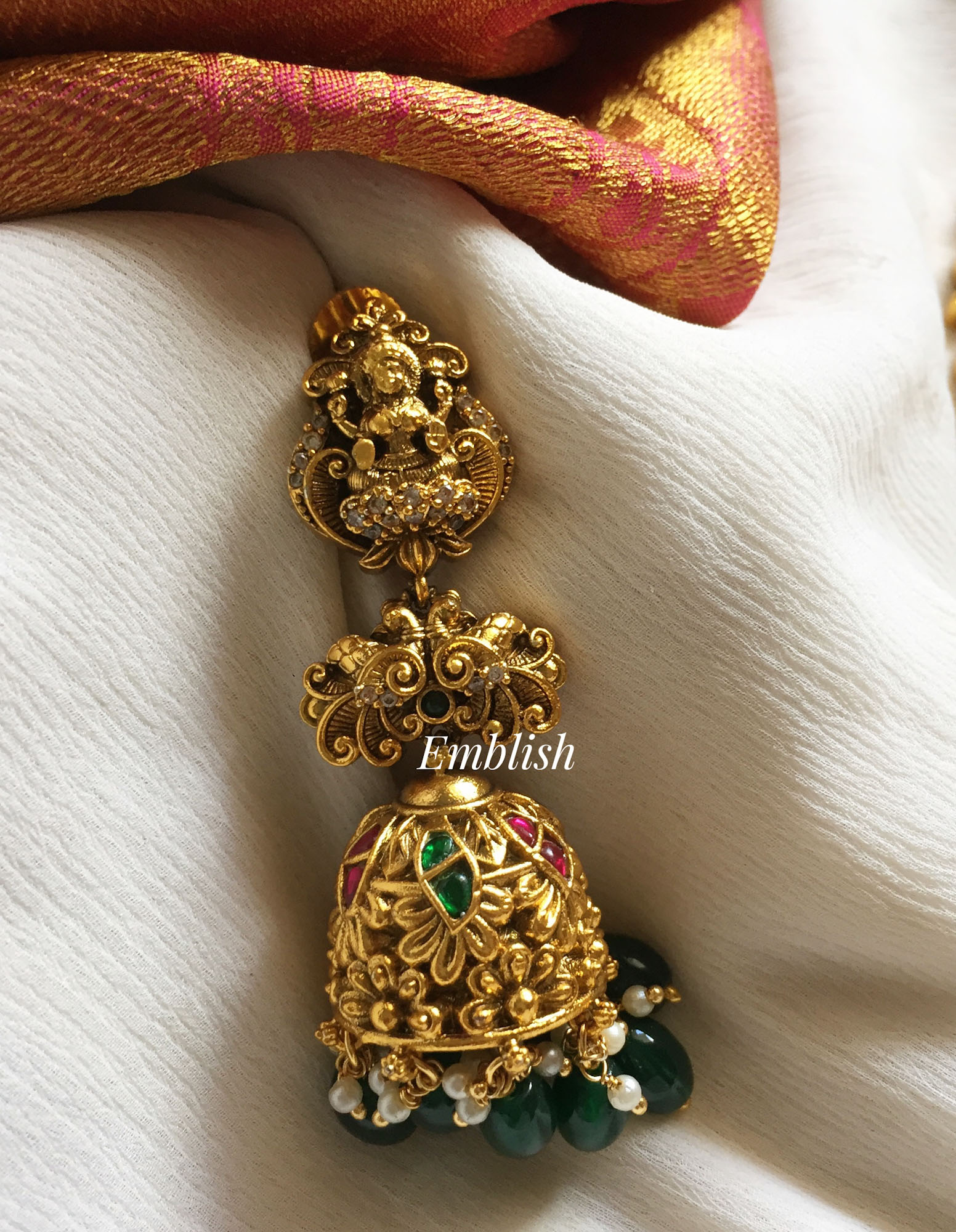 Kundan Jadau Lakshmi with 3d Double Peacock Neckpiece - Short